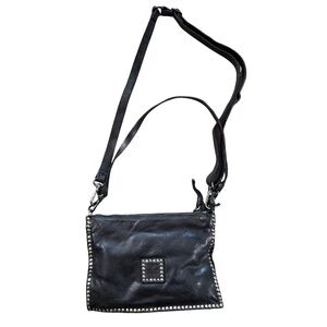 Black Campomaggi Leather Studded Cross-Body Bag